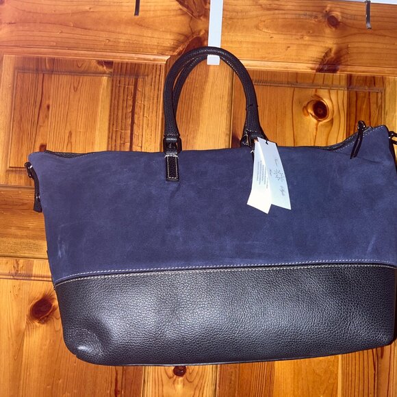 Francesca Suede Leather Navy and Black Tote Brand new with tags - Picture 3 of 11